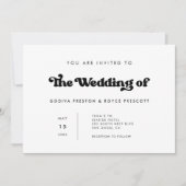 Stijlvolle retro zwart & wit Minimalistische bruil Kaart (Voorkant)