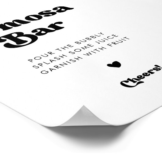 Stijlvolle retro zwart & wit Momosa barteken Poster (Hoek)