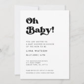 Stijlvolle retro zwart & wit Oh Baby Kaart (Voorkant)