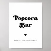 Stijlvolle retro zwart & wit Popcorn barteken Poster (Voorkant)