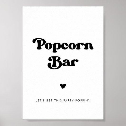 Stijlvolle retro zwart & wit Popcorn barteken Poster (Voorkant)