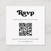 Stijlvolle retro zwart & wit QR-code RSVP-reactie Informatiekaartje (Voorkant)