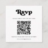 Stijlvolle retro zwart-wit QR-code RSVP-reactie Informatiekaartje (Voorkant)