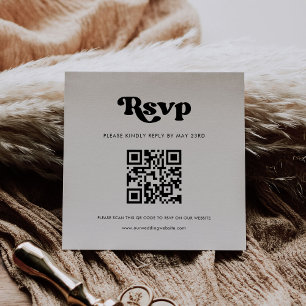 Stijlvolle retro zwart-wit QR-code RSVP-reactie Informatiekaartje