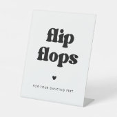 Stijlvolle retro zwart & wit Teenslippers bruiloft Reclamebord Met Voetstuk (Voorkant)