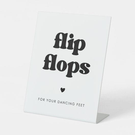 Stijlvolle retro zwart & wit Teenslippers bruiloft Reclamebord Met Voetstuk (Voorkant)