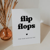 Stijlvolle retro zwart & wit Teenslippers bruiloft Reclamebord Met Voetstuk