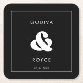 Stijlvolle retro zwart-wit trouwdag kartonnen onderzetters (Voorkant)