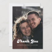 Stijlvolle Retro Zwart & Wit Trouwfoto Bedankkaart (Voorkant)