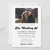 Stijlvolle Retro Zwart & Wit Trouwfoto Kaart (Voorkant)