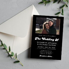 Stijlvolle Retro Zwart & Wit Trouwfoto Kaart