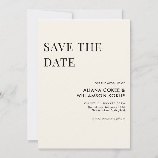 Stijlvolle retro zwart-wit trouwkaart "save the da kaart (Voorkant)