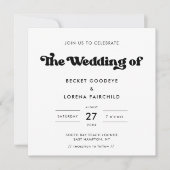 Stijlvolle retro zwart & wit Vierkante bruiloft Kaart (Voorkant)