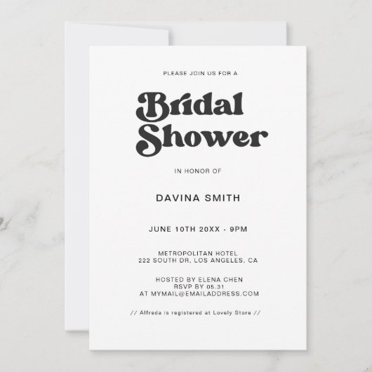 Stijlvolle retro zwart-wit Vrijgezellenfeest Invit Kaart (Voorkant)