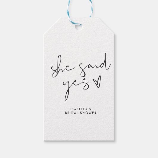 Stijlvolle retro zwart-witte bruidsdouche cadeaulabel (Voorkant)