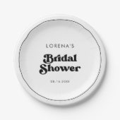 Stijlvolle retro zwart-witte Bruidsmeisjesfeest Papieren Bordje (Voorkant)