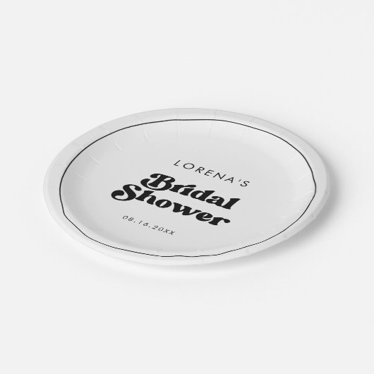 Stijlvolle retro zwart-witte Bruidsmeisjesfeest Papieren Bordje (Gekanteld)