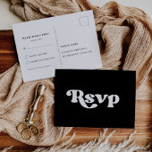 Stijlvolle retro zwart-witte bruiloft RSVP Briefkaart