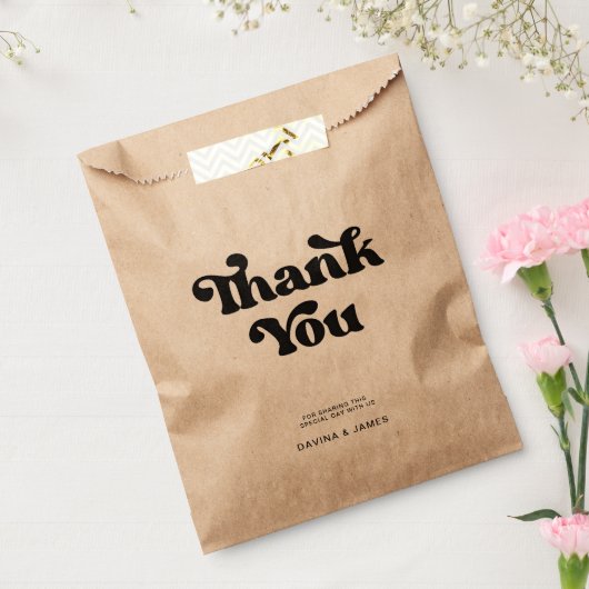 Stijlvolle retro zwart-witte trouwcadeautas bedankzakje (Gezegeld)