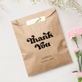 Stijlvolle retro zwart-witte trouwzak bedankzakje