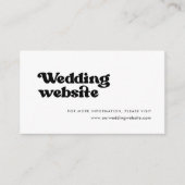 Stijlvolle retro zwarte en witte trouwwebsite informatiekaartje (Voorkant)
