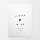 Stijlvolle retro zwarte & witte all-in-one bruilof drieluik uitnodiging (Cover)