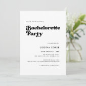 Stijlvolle retro zwarte & witte Bachelorette Party Kaart (Staand voorkant)