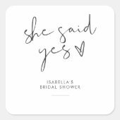 Stijlvolle retro zwarte & witte bruidsdouche  vierkante sticker (Voorkant)