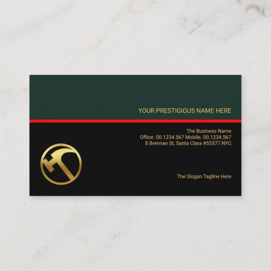 Stijlvolle Retrolaag rode lijn constructiehandyman Visitekaartje (Achterkant)