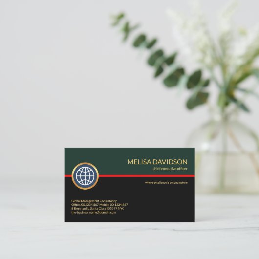 Stijlvolle Retrolaag rode lijn opstartserver Visitekaartje (Staand voorkant)