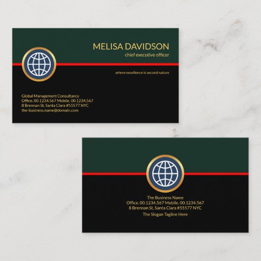 Stijlvolle Retrolaag rode lijn opstartserver Visitekaartje (Voorkant / Achterkant)