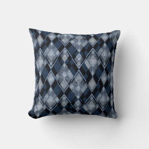 Stijlvolle rhombic klassiek blauwe grijze trendy t kussen