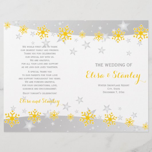 Stijlvolle rijen voor het trouwprogramma voor gele (Voorkant)