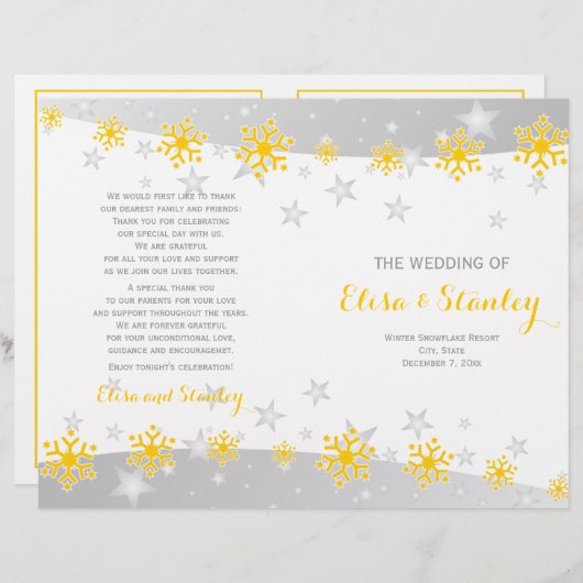 Stijlvolle rijen voor het trouwprogramma voor gele (Voorkant / Achterkant)