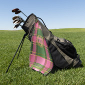 Stijlvolle rijke roze groene ruit Crest monogram Golfhanddoek (Groen)
