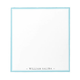 Stijlvolle Robin Egg Blue Border Naam Notitieblok
