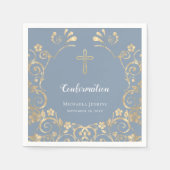 Stijlvolle robuuste blauwe en goudbevestiging servet (Voorkant)