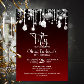 Stijlvolle rode 50ste verjaardag kaart