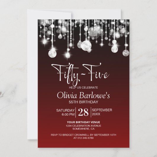 Stijlvolle rode 55e verjaardag kaart (Voorkant)