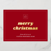 Stijlvolle rode aangepaste Logo kerst Folie Kaart (Voorkant)