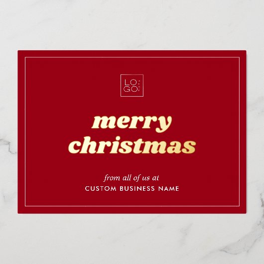 Stijlvolle rode aangepaste Logo kerst Folie Kaart (Voorkant)