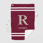 Stijlvolle Rode Aangepaste Monogramnaam Golfhanddoek (Insitu)