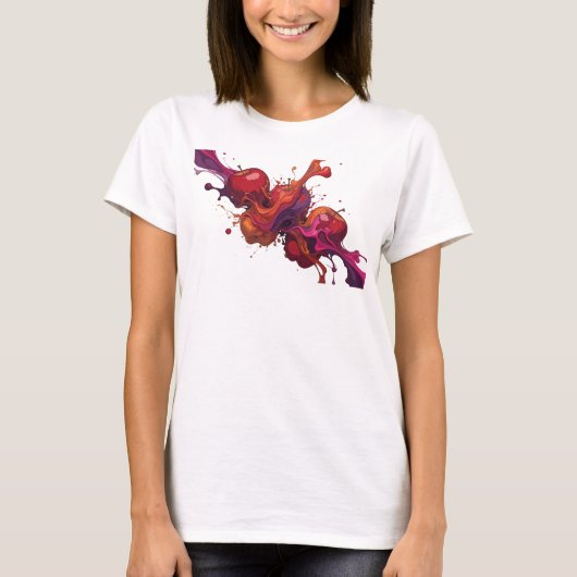 Stijlvolle Rode Abstract Apple Grafische T-shirt (Voorkant)