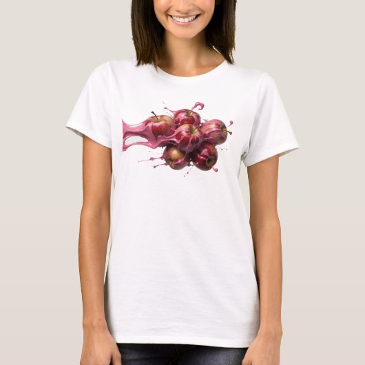 Stijlvolle Rode Abstract Apple Grafische T-shirt (Voorkant)