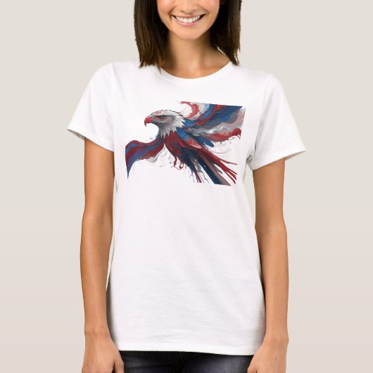 Stijlvolle rode abstracte adelaar modeprint t-shirt (Voorkant)