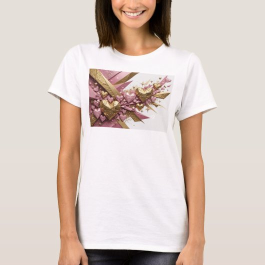 Stijlvolle Rode ABSTRACTE KUNST Statement T-shirt (Voorkant)