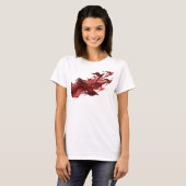 Stijlvolle Rode Abstracte Vogels Kunst Design T-shirt (Voorkant volledig)