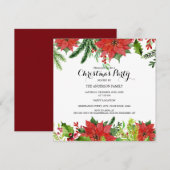 Stijlvolle Rode Bloemen Berry Kerstfeest Uitnodige Kaart (Voorkant / Achterkant)