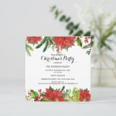 Stijlvolle Rode Bloemen Berry Kerstfeest Uitnodige Kaart (Staand voorkant)