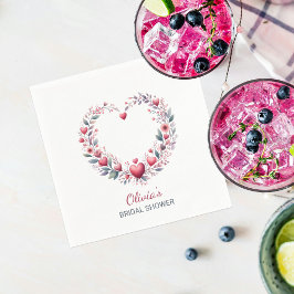 Stijlvolle Rode Bloemen Hart Vrijgezellenfeest Servet